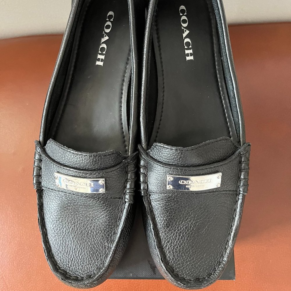 Coach, Brand New Black Fredrica Pebble Grain Leather Loafers, Sz 9